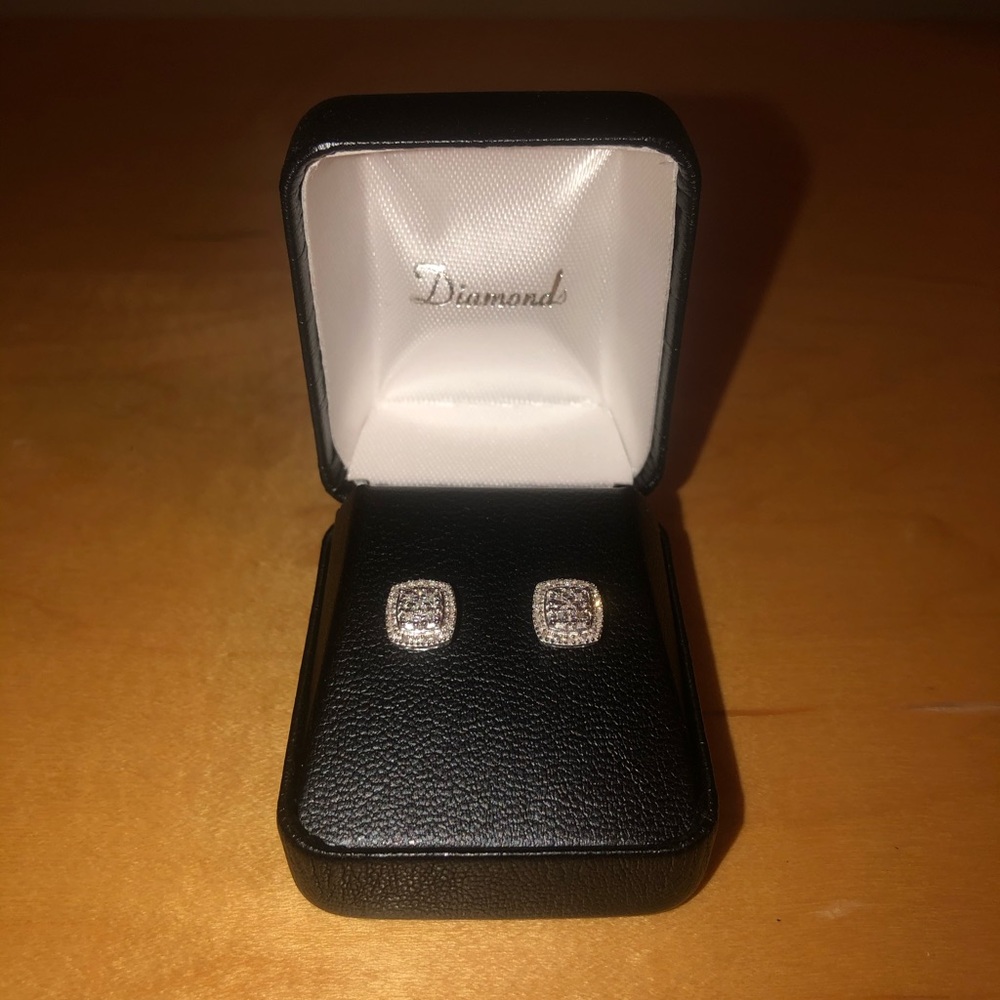 Sterling Silver Diamond Earrings